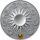 Ghana 2024 10 Cedis EARTH Solar System 2 oz Antique  Silver Coin Stand & Removable Lapis Lazuli Planet Earth