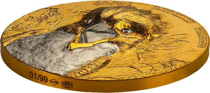Ivory Coast 2023 100 Francs CFA De Greef Edition Signature KOOKABURRA High Relief 1 oz .999 Gold Proof Coin