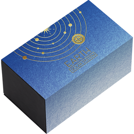Ghana 2024 10 Cedis EARTH Solar System 2 oz Antique  Silver Coin Stand & Removable Lapis Lazuli Planet Earth