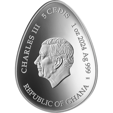 PRE-ORDER Ghana 2025 5 Cedis Svitanok Ukrainian Pysanka 1 oz Proof-like .999 Silver Coin