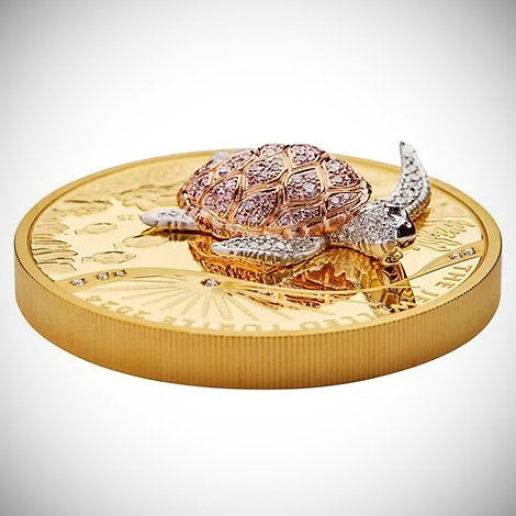 Australia 2024 $2500 The Jewelled Turtle -Masterpieces Series 10oz .9999 Gold Proof with Argyle Pink Diamonds™ Coin Perth Mint
