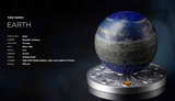 Ghana 2024 10 Cedis EARTH Solar System 2 oz Antique  Silver Coin Stand & Removable Lapis Lazuli Planet Earth