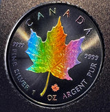 Canada 2023 $5 Maple Leaf Rainbow Holo Limited Edition 1 Oz 999.9 Silver Coin