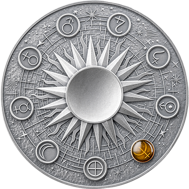 Ghana 2025 10 Cedis NEPTUNE Solar System 2 oz Antique .999 Silver Coin Stand & Removable Blue Cat's Eye Planet Neptune