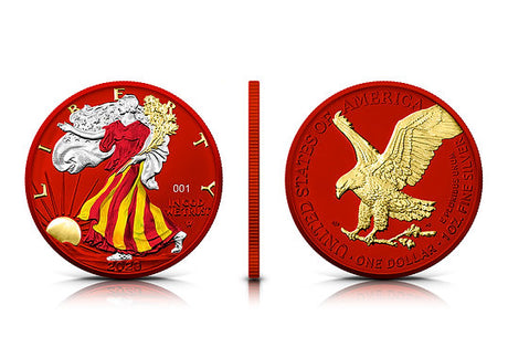 United States of America USA 2023  $1 AMERICAN EAGLE  Space Metals IV: RED  1 oz .999 Silver