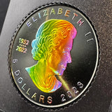 Canada 2023 $5 Maple Leaf Rainbow Holo Limited Edition 1 Oz 999.9 Silver Coin
