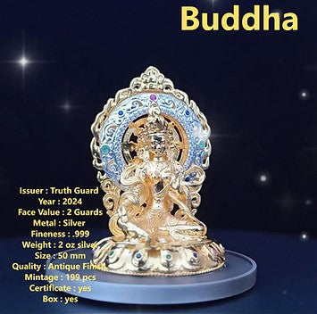 Truth Guard 2024 2 Guards FEMALE BUDDHA  2oz .999 silver Fantasy Coin