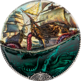Cook Islands 2025 $20 SEA MONSTER Underwater Fantasy 3 Oz .9999 Coloured Antique Silver Coin CIT Smartminting®