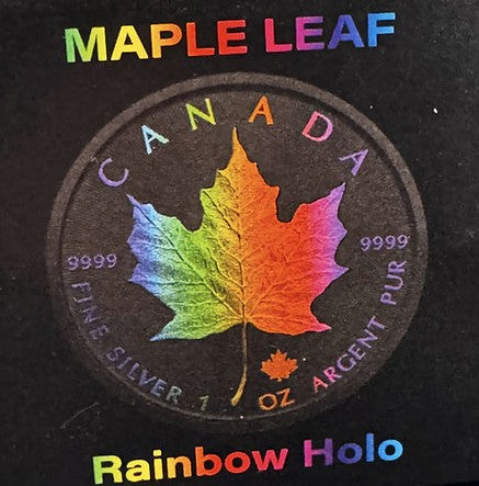 Canada 2023 $5 Maple Leaf Rainbow Holo Limited Edition 1 Oz 999.9 Silver Coin