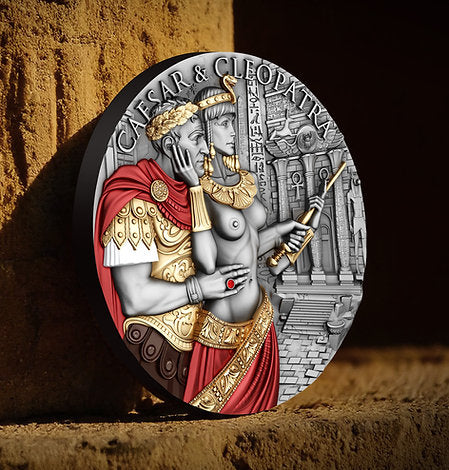 Cameroon 2024 2000 Francs CAESAR & CLEOPATRA - The Power of Love - with Ruby Insert 2oz .999 Silver