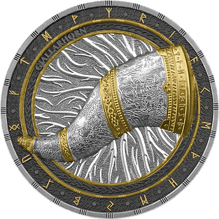 Germania Mint 2024 10 Marks Germania Artefacts: Gjallarhorn UHR 2 oz .9999 Antique Silver Coin