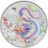 Australia Lunar Series III 2024 $1 Year of the White Dragon 1oz .9999 Silver in Card ANDA Edition Perth Mint