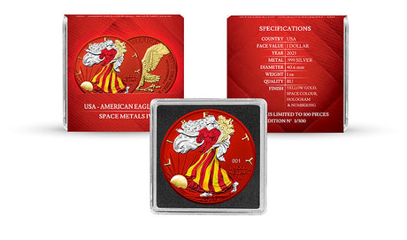 United States of America USA 2023  $1 AMERICAN EAGLE  Space Metals IV: RED  1 oz .999 Silver