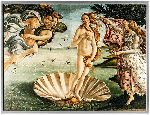Chad 2023 10000 Francs The Birth of Venus 33.5 oz Copper Core 2 oz .999 Silver High Relief Coloured Coin Only 333 Minted