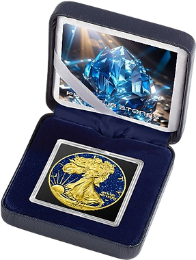 United States of America USA 2024 $1 SAPPHIRE EAGLE Precious Gemstones 1 Oz Silver Coin