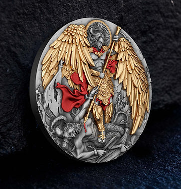 Niue 2024 $5 MICHAEL 2oz .999 High Relief Gilded Antiqued Silver Coin