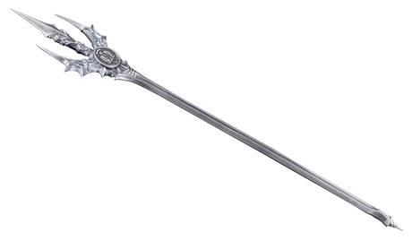 Decorative silver trident on a white background