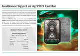 Germania Mint 2024 Goddesses: SIGYN- 2 oz 999.9 Antique Silver Cast Bar