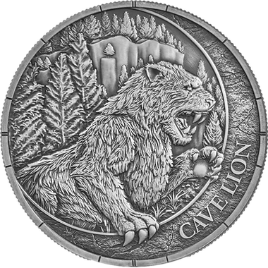 Silver coin with a lion design and 'Cavellion' text on a white background