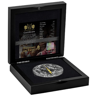Niue 2023 $5 TAIZONG OF TANG Legends of the Great Chinese Emperors 2 Oz .999 Antiqued Silver Gilded