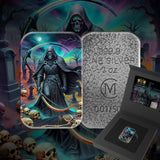 2024 Grim Reaper - 2 oz 999.9 Silver Cast Bar Antique Finish Carpathian Mint