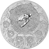 Silver coin with intricate design and text, featuring the Republic of Liberia and year 2020.