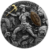 Niue 2024 $5 BARBARIAN Woman Warriors 2 oz High Relief Coloured Antique Silver