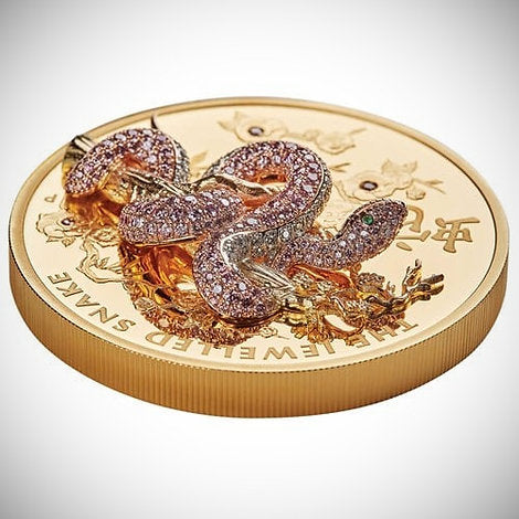 Australia 2025 $2500 The Jewelled Snake -Masterpieces Series 10oz .9999 Gold Proof with Argyle Pink Diamonds™ Coin Perth Mint