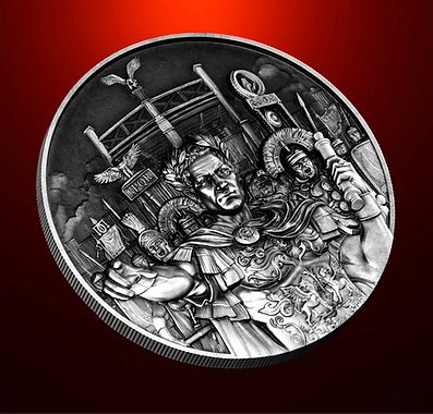 PRE-ORDER Chad 2025 10000 Francs CFA  Julius Caesar - Master of War - 2 oz .999 Pure Silver Coin
