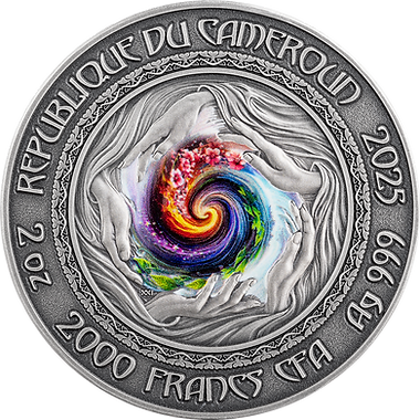 Cameroon 2025  2000 Francs MERMAID- Nature Spirits - 2 oz Antique finish .999 Silver Coin