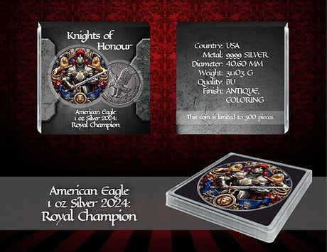 USA 2024 $1 ROYAL CHAMPION: Knights of Honour American Eagle 1 oz .999 Silver Coin