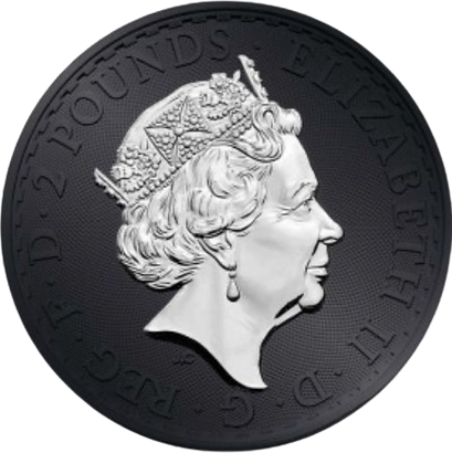 United Kingdom 2023 £2 Queen Elizabeth II Britannia Flag 1 oz Colourised .999 Silver 100 made