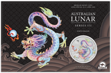 Australia Lunar Series III 2024 $1 Year of the White Dragon 1oz .9999 Silver in Card ANDA Edition Perth Mint