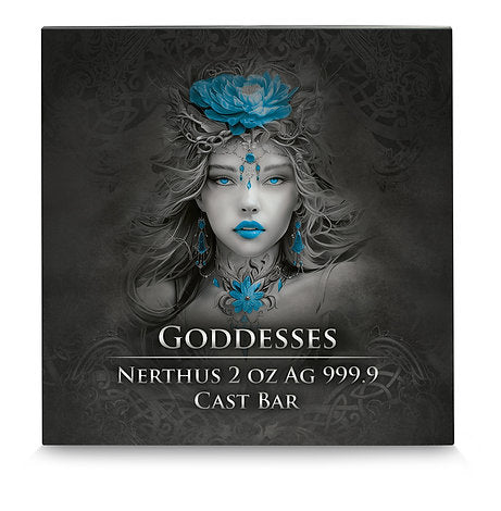 Germania Mint 2024 Goddesses: NERTHUS- 2 oz 999.9 Antique Silver Cast Bar