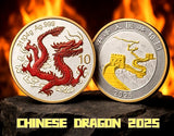 People's Republic of China PRC 2025 - / 10 Yuan CHINESE DRAGON Diamond Dust 1 Oz Silver Coin