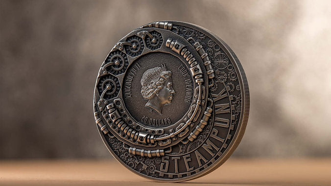 Cook Islands 2024 $20 NAUTILUS Steampunk 3oz .9999 Antique Silver Coin CIT Smartminting®