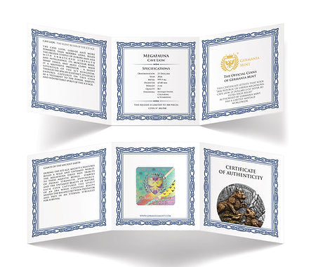 Certificate of Authenticity for a Megasaurinae creature, featuring detailed text and illustrations.