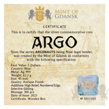 Argo Ship - Argonauts 2 oz .999 High Relief Silver 5$ Niue 2024