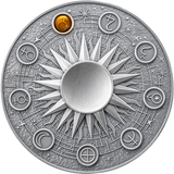 Ghana 2024 10 Cedis MARS Solar System 2 oz Antique Silver Coin Stand & Removable Carnelian  Planet Mars
