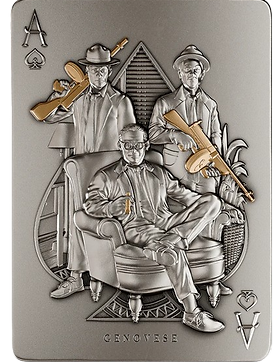 Chad 2025 10000 Francs THE FIVE FAMILIES: Genovese Crime Family 2 oz Pure Silver Numbered Coin Royal Flush Theme 500 Made