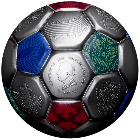 Solomon Islands 2026 $10 FIFA SPHERICAL FOOTBALL 3 Oz .999 Antique Silver Coin