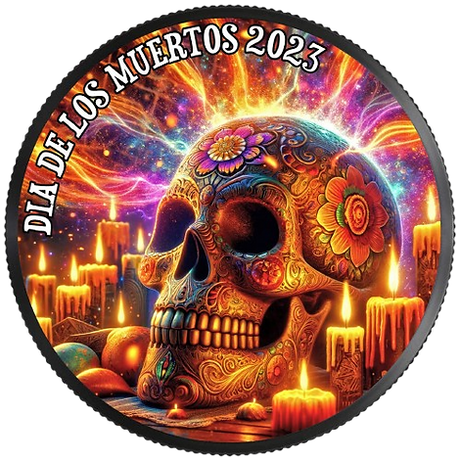 Mexico 2023  Libertad  1 Onza DIA de los MUERTOS 1oz .999 Silver Black Ruthenium