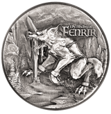 Republique du Tchad 2021 10000 Francs Binding of Fenrir 2 Oz Antiqed Silver 11.5 oz Copper Coin