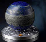 Ghana 2024 10 Cedis EARTH Solar System 2 oz Antique  Silver Coin Stand & Removable Lapis Lazuli Planet Earth