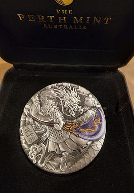 Tuvalu 2020 $5 GUAN YU – CHINESE WARRIOR GOD 5 oz .999 Pure Silver Antiqued Coin 388 Made