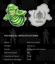 Niue 2024 $5 Ghostbusters™  Slimer Shaped 2 oz .999 Silver Antiqued Coloured Coin