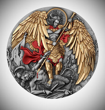 Niue 2024 $5 MICHAEL 2oz .999 High Relief Gilded Antiqued Silver Coin