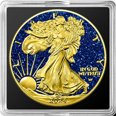 United States of America USA 2024 $1 SAPPHIRE EAGLE Precious Gemstones 1 Oz Silver Coin
