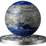 Ghana 2024 10 Cedis EARTH Solar System 2 oz Antique  Silver Coin Stand & Removable Lapis Lazuli Planet Earth