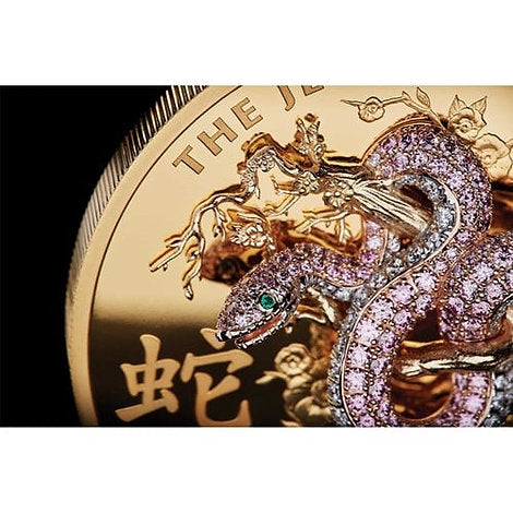 Australia 2025 $2500 The Jewelled Snake -Masterpieces Series 10oz .9999 Gold Proof with Argyle Pink Diamonds™ Coin Perth Mint